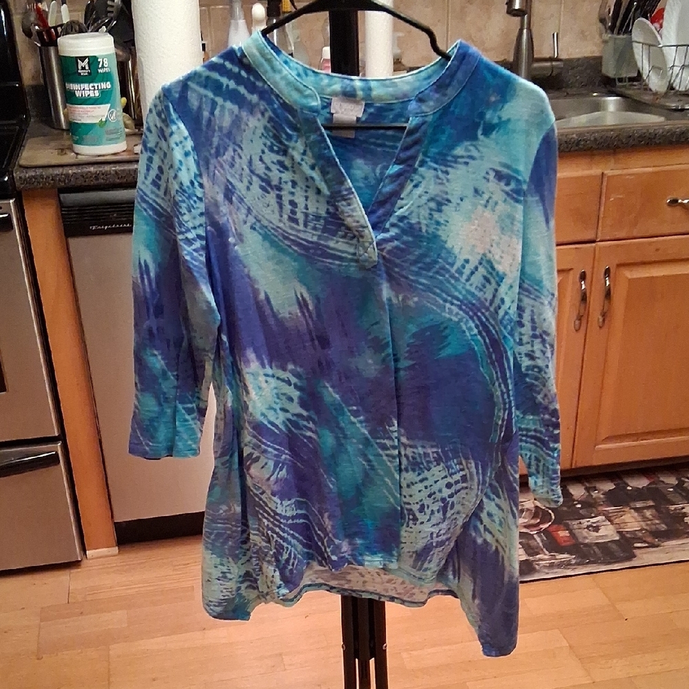 Chico's Vibrant Blue and Teal Tunic
